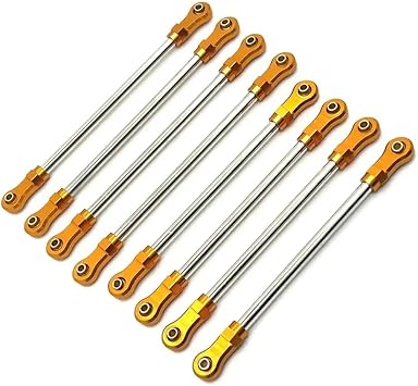 COMODO RC Crawler Pull Rod Linkage Set 1/10 Scale Metal Steering Link Compatible with YIKONG YK4106 YK4107Yellow