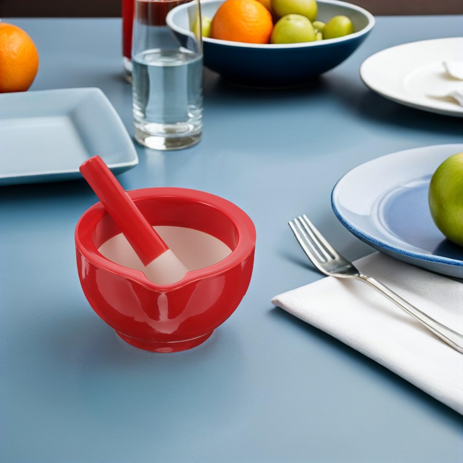 MAGICLULU Bol à Purée pour Bébé en Céramique Portable Rouge, Bol Broyeur Pratique pour Préparation Rapide D'aliments Nutritifs, Cuisine et Voyage