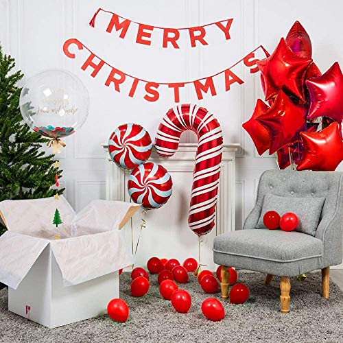 BONROPIN Christmas Balloon Garland Arch kit with Christmas Red White Candy Balloons Gift Box Balloons Red Star Balloons for Xmas Party Decorations - Image 7