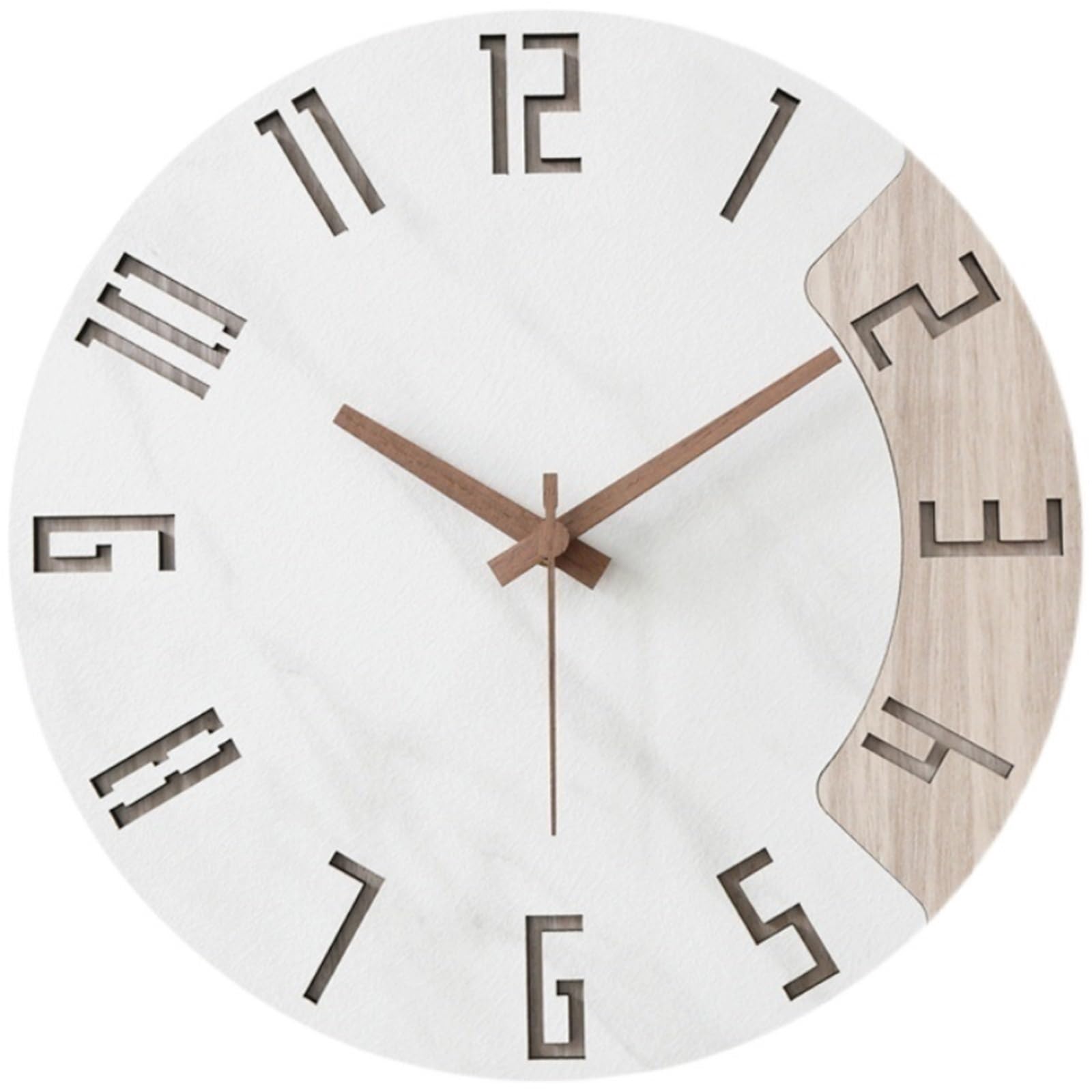 Aioneer Wall Clock Nordic Round Stone-Pattern Wall Clock Silent Operation Battery Operated-15 inches