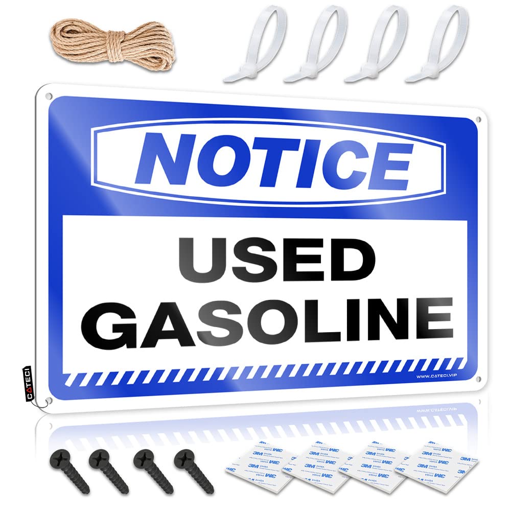 STWNVOITV Funny Signs For Bedroom Notice Used Gasoline Tin Sign Tinsign Decor Funny Metal Signs Decor(20X30CM)
