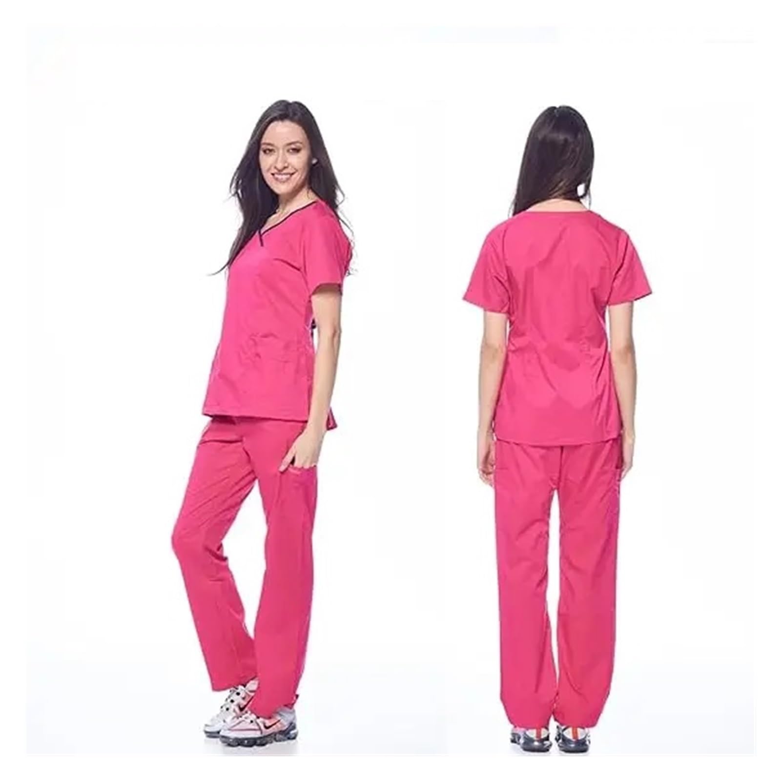 Divisa Da Infermiera Uniforme chirurgica Donna Ospedale Clinico Salone di bellezza Spa Top e pantaloni Set di uniformi for scrub infermieristico da donna Per Cosmetologia E Assistenza Sanitaria(Light