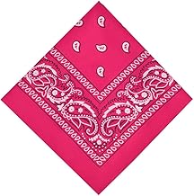 Aomig Square Scarf, Classic Bandanas Scarf with Paisley Pattern Scarf, Bandanas Fichu Square Scarf, Retro Style Multicolour Multifunctional for Men and Women, 55 x 55 cm, Rose Red