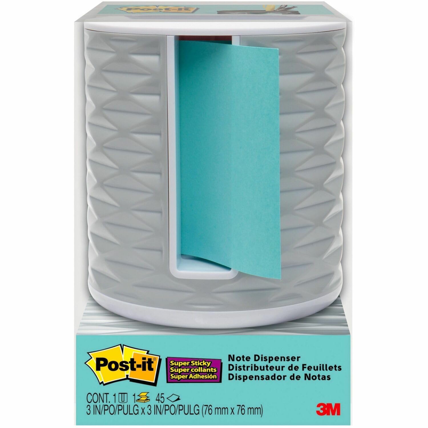 Post-itNote Dispenser, 3X3 In, Vertical, White With Grey, Pack Includes Dispenser And A 45-Sheet Pad Of Pop-Up Notes (Abs-330-W)