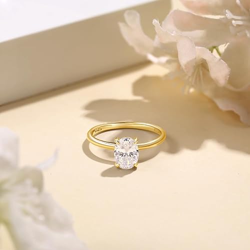 Miniatura 2 de Elspeth 925 Sterling Silver Engagement Ring for Women OvalRadiantPearPrincessRoundCut Cubic Zirconia Promise Ring Size 4-10