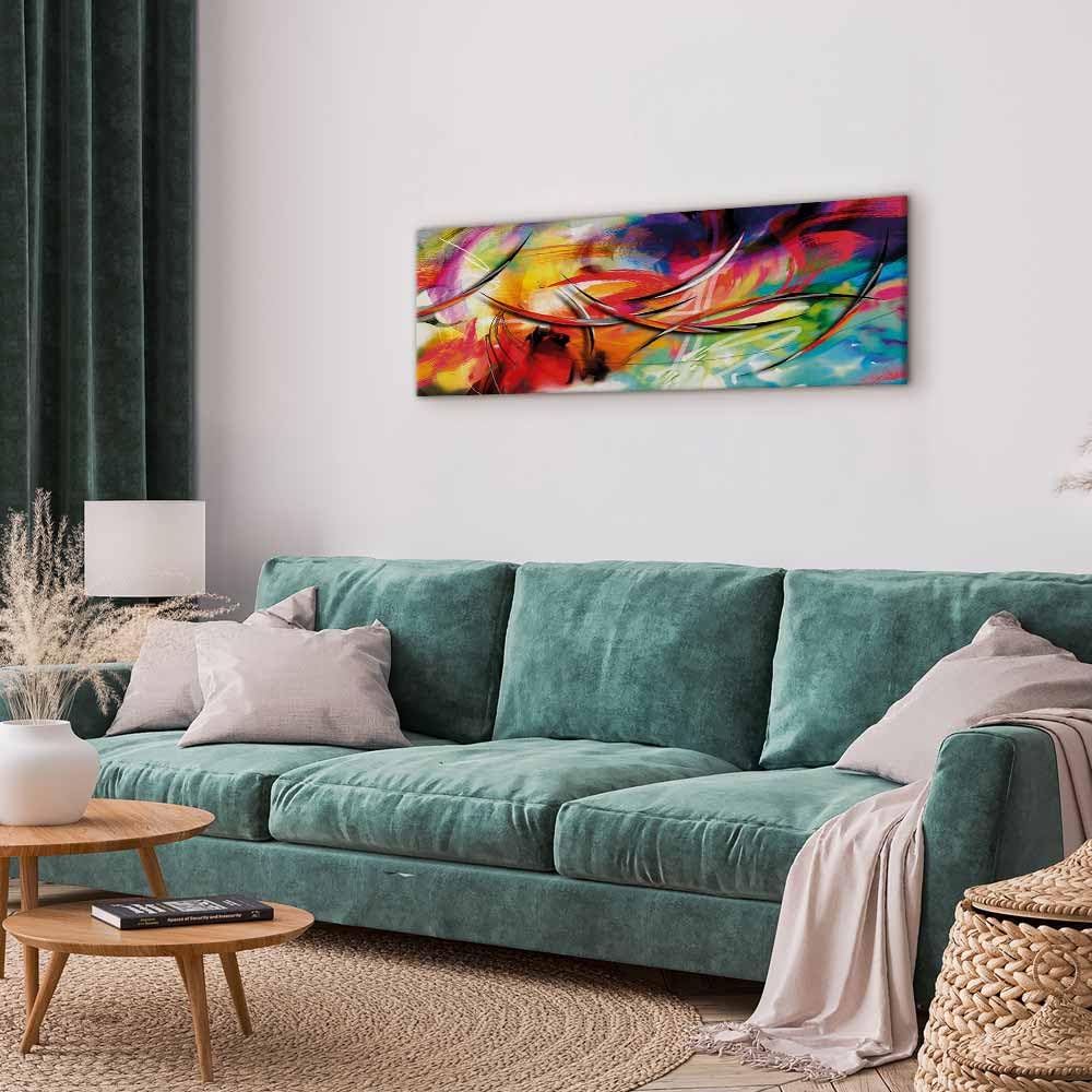 B&D XXL - Grand Tableau Mural Décoration Moderne Salon, Abstrait, 150x50 cm