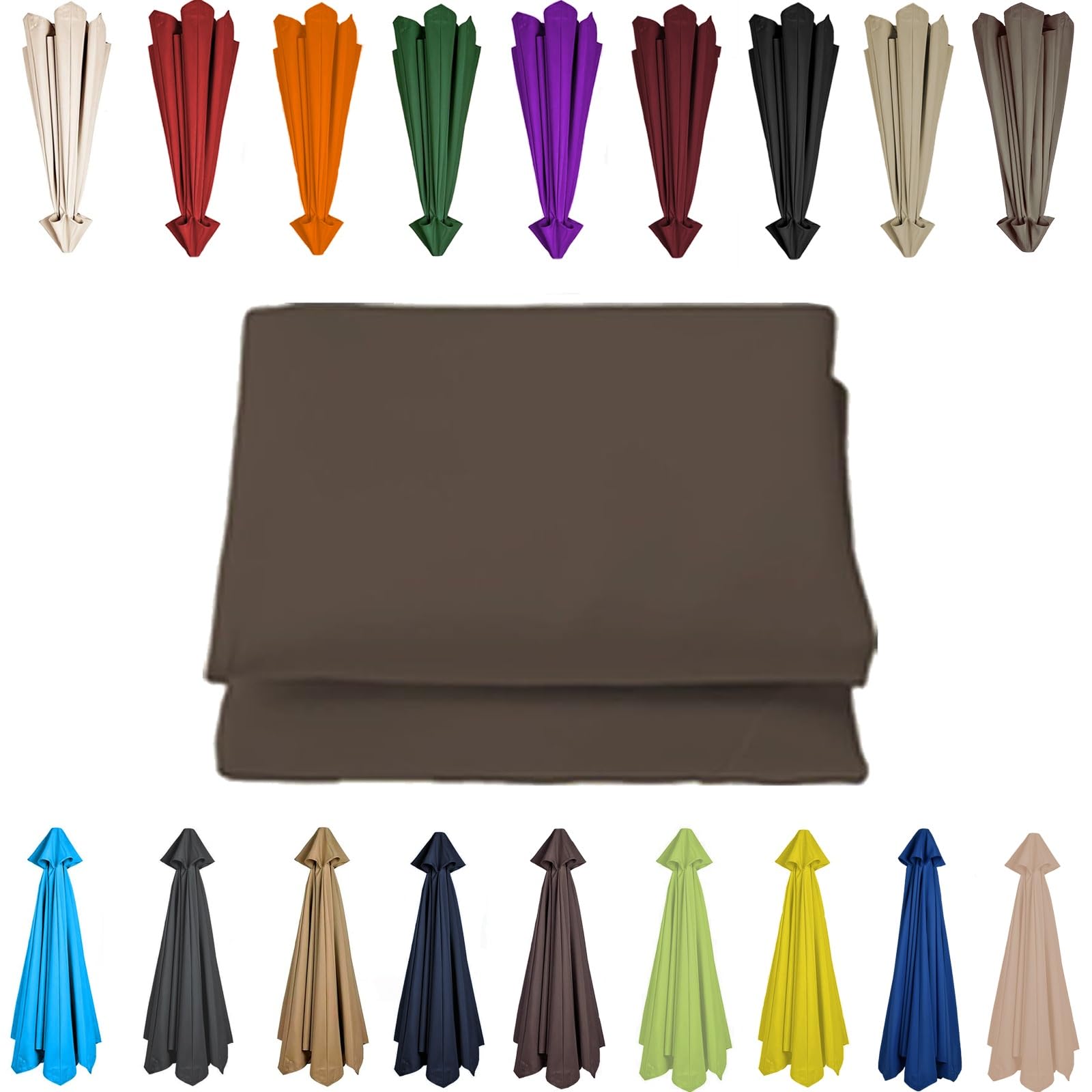 200/230/250/270/280/300/350 CM Parasol Top Fabric Cover Sunshade Cloth 6 8 Ribs Anti-Ultraviolet Patio Umbrella Replacement Cloth Garden Parasol Canopy Anti-UV(Dark Topaz,8 RIBS: 300CM/9.8FT) — image 1