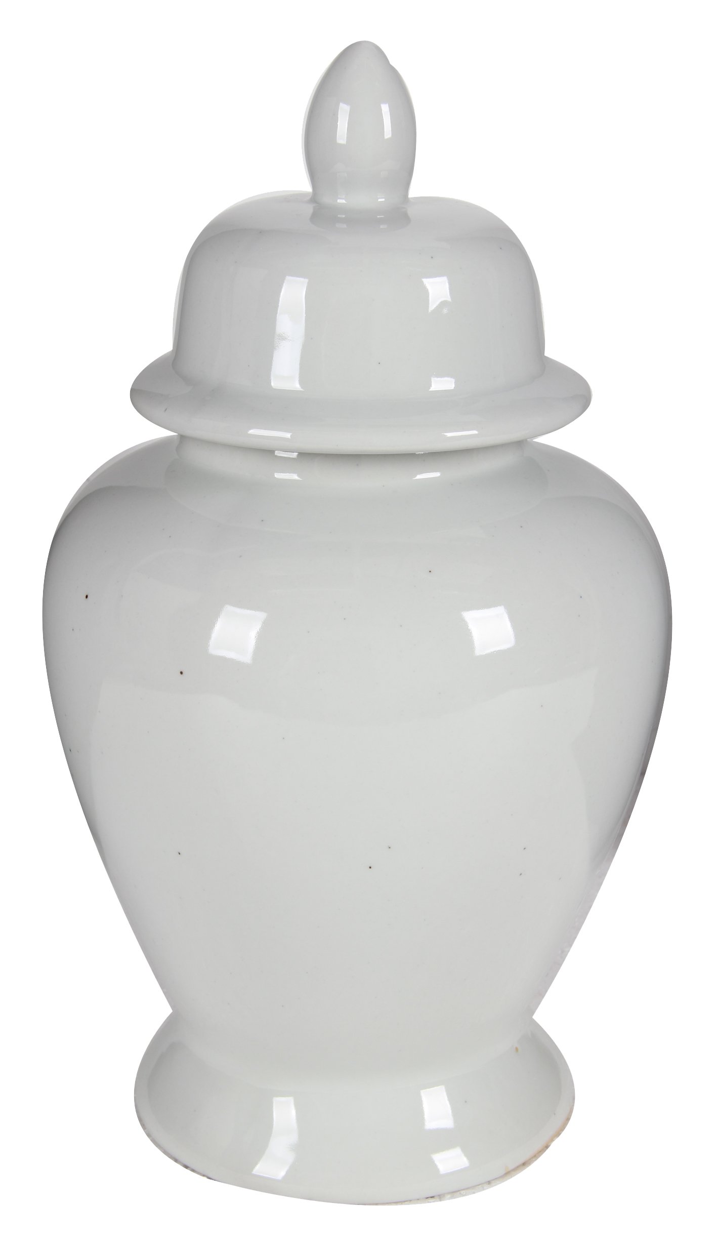 Benzara, White BM165656 Decorative Porcelain Ginger Jar with Lidded Top, Medium