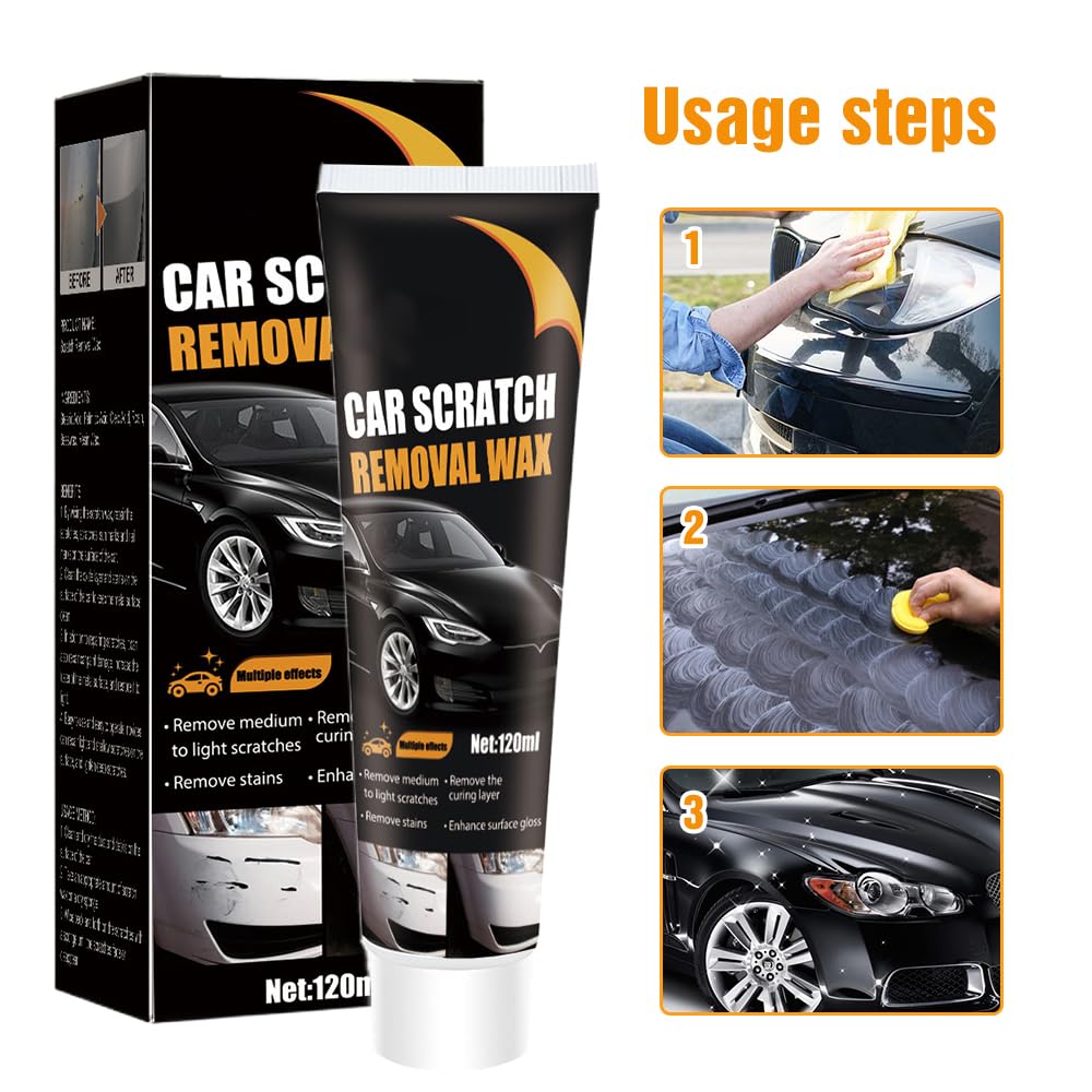 Scratch Remover for Vehicles, 2025 New Car Remover for Deep Scratches, Car Polishing Wax Scratch Remover for Vehicles, Cars Paint Scratches Repair Kit with Wipe and Sponge (5)