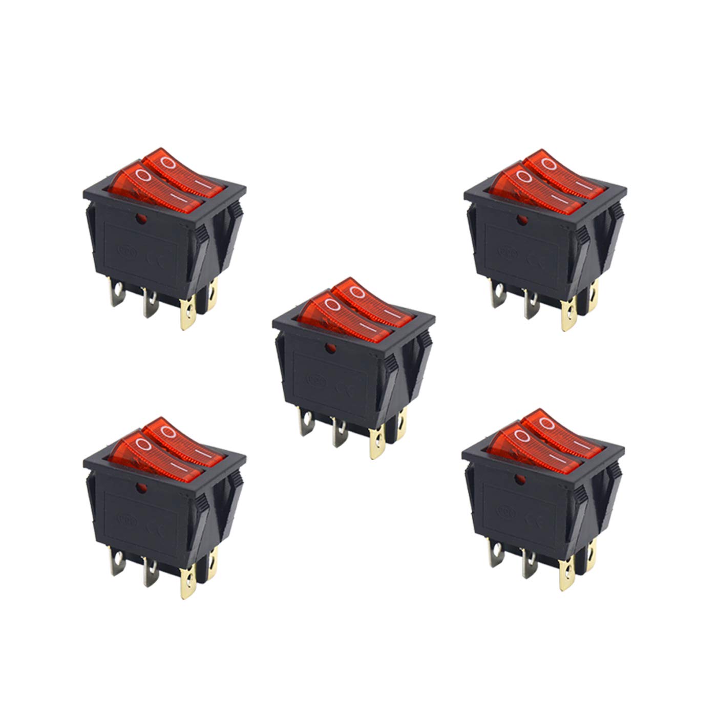 Electronic Spices Double Rocker Switch SPST ON-OFF 6 Terminals With Red indicator 16A 250VAC PACK OF 5 (B08S7FQCZJ) Amazon Price History, Amazon Price Tracker