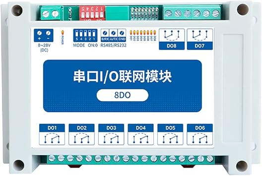 ModBus RTU Serial IO Module RS485 Interface 8DO 8 Digital Outputs EBYTE MA01-XXCX0080 Rail Installation 828VDC