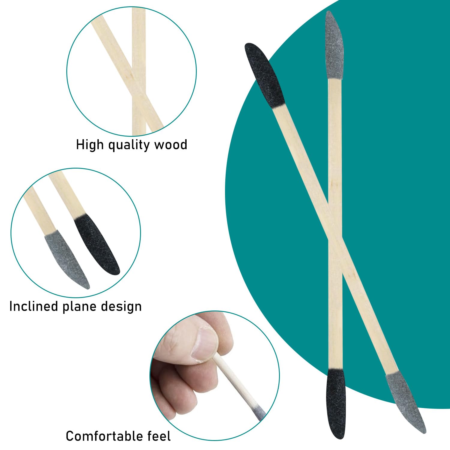 50 Pezzi Bastoncini Abrasivi 2 in 1 Set, Granulometria 150 Nero e 280 Grigio, Materiale di Betulla, per Modellismo, Gundam, Lavorazione del Legno e Nail Design (betulla + sabbia di corindone bianco)