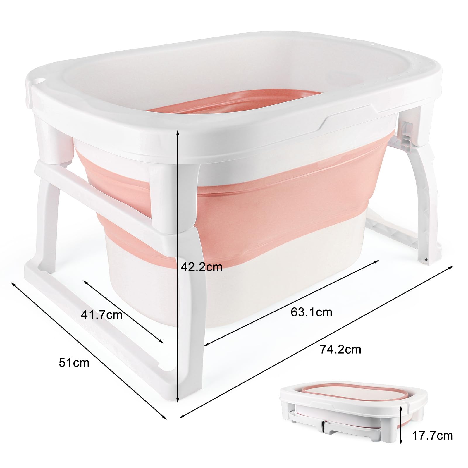 Bañera Plegable Para Bebé Con Taburete En Interior, Baño Bebé Apto Para Bebés De Todas Las Edades, Fácil De Bañar Y Sin Peligro Para Bebés