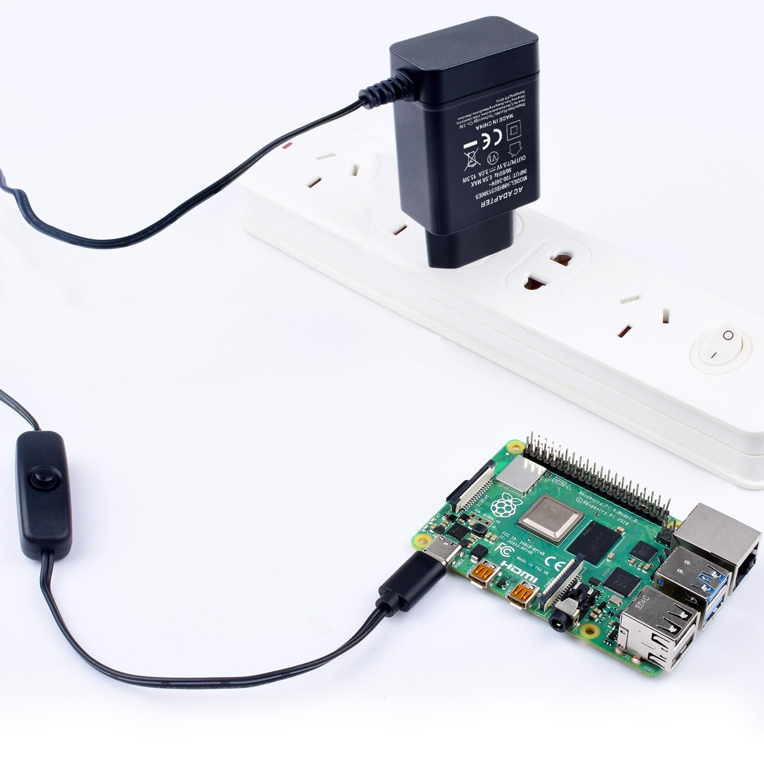 Cargador para Raspberry Pi 3/4, Cargador de 5.1V / 3A USB-C con Conector ON/Off para Raspberry Pi 3 4 Modell B,para Raspberry Pi 4