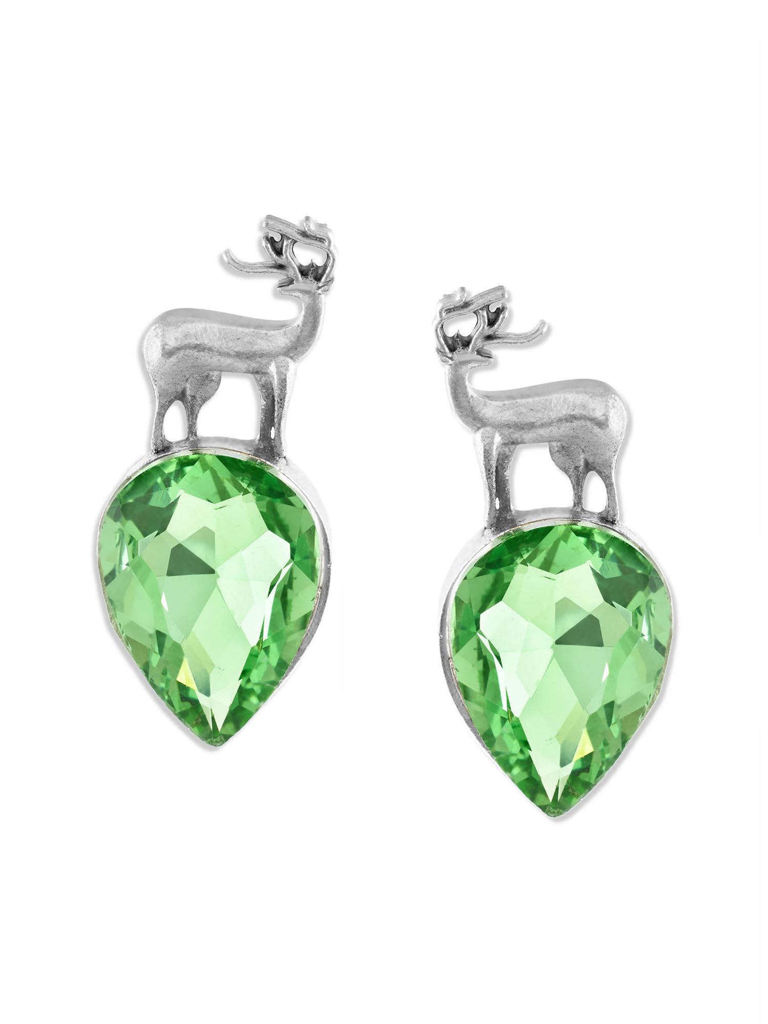 Zaveri Pearls Green Dazzling Stone Silver Plated Reindeer Stud Earring For Women-ZPFK18014 (B0D2CXZHP5) Amazon Price History, Amazon Price Tracker