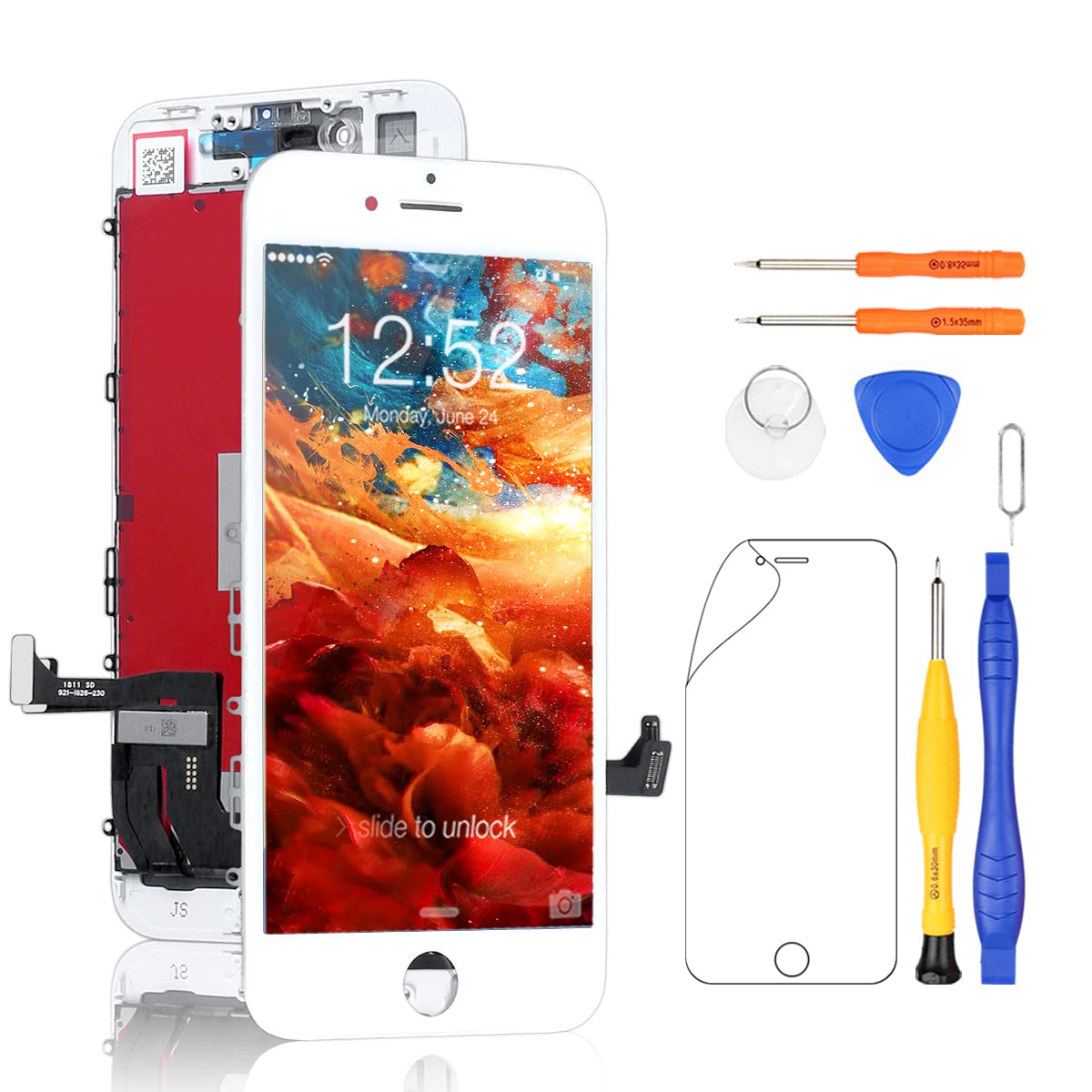 Yodoit for iPhone 8 Screen Replacement White LCD Display and Touch Digitizer Glass Assembly with Repair Tool Kit, Screen Protector for Model A1863, A1905, A1906