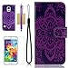 Galaxy S5 Case,S5 Case,$Uncle.Y Unique Wallet PU Folio Leather Case with Sling Magnetic Buckle Flower Design for Girls for Samsung Galaxy S5 I9600 Floral E
