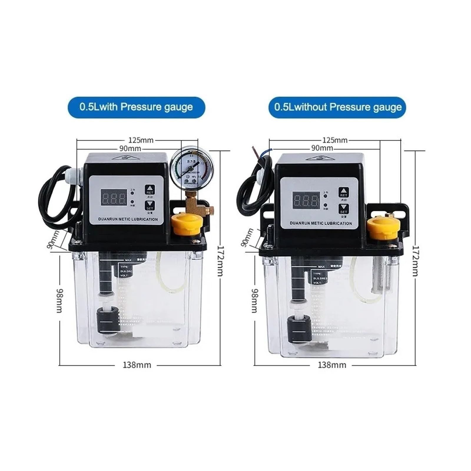 Bomba De Lubricación Automática Bomba de lubricación Bomba de Aceite y lubricación por neblina de Aceite 220 V 0,5 L/1 L/2 L Lubricación automática de Aceite(1L withgauge)