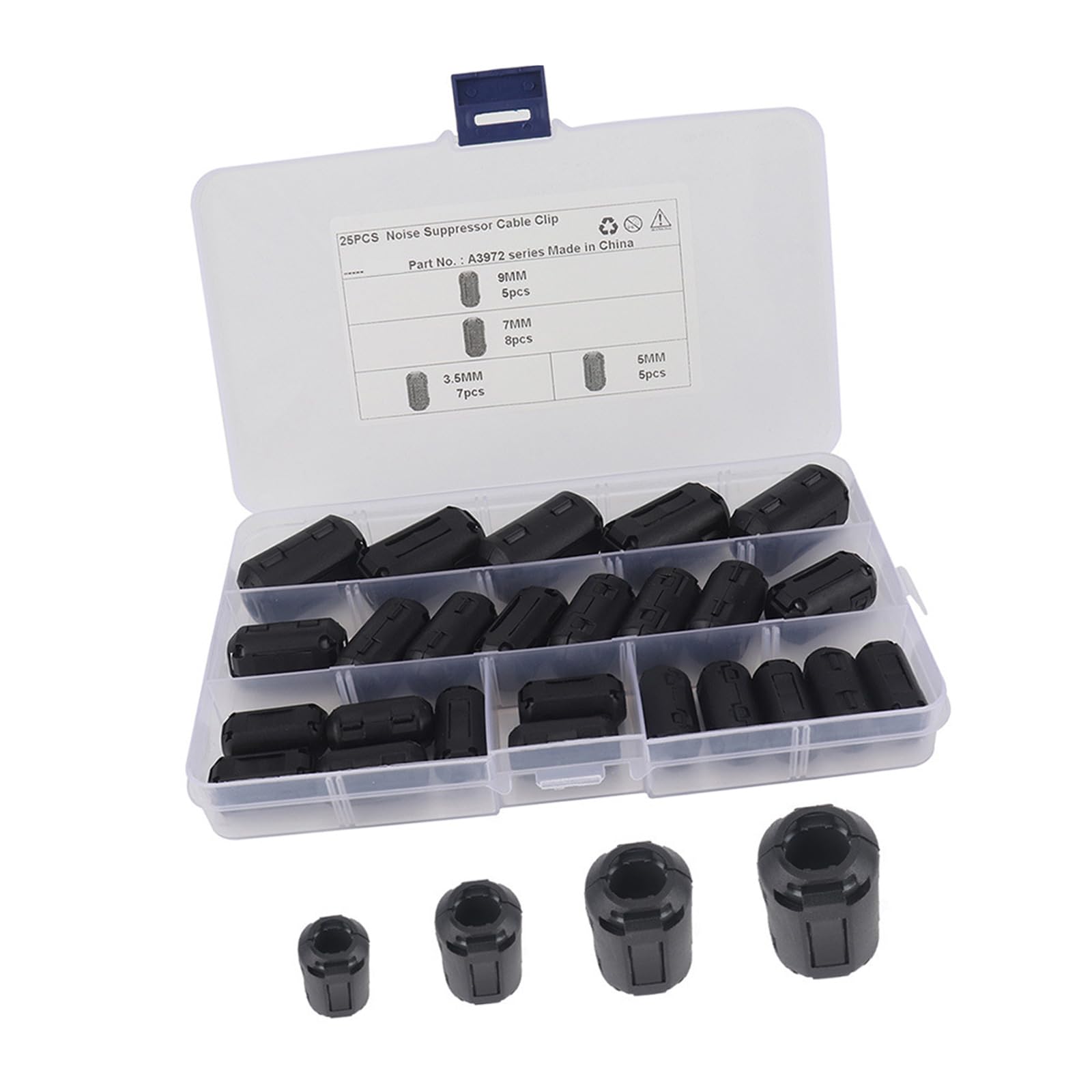 25Pcs Universals Clip on Ferrite Rings Toroidal Cores Ferrite Beads Clip for Multiple Cable Diameters Protections Enduring Suppressor Filter