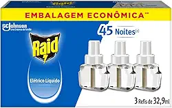 Raid Repelente Eletrico Líquido Refil, Até 45 Noites de Proteção, 3 unidades de 32,9ml