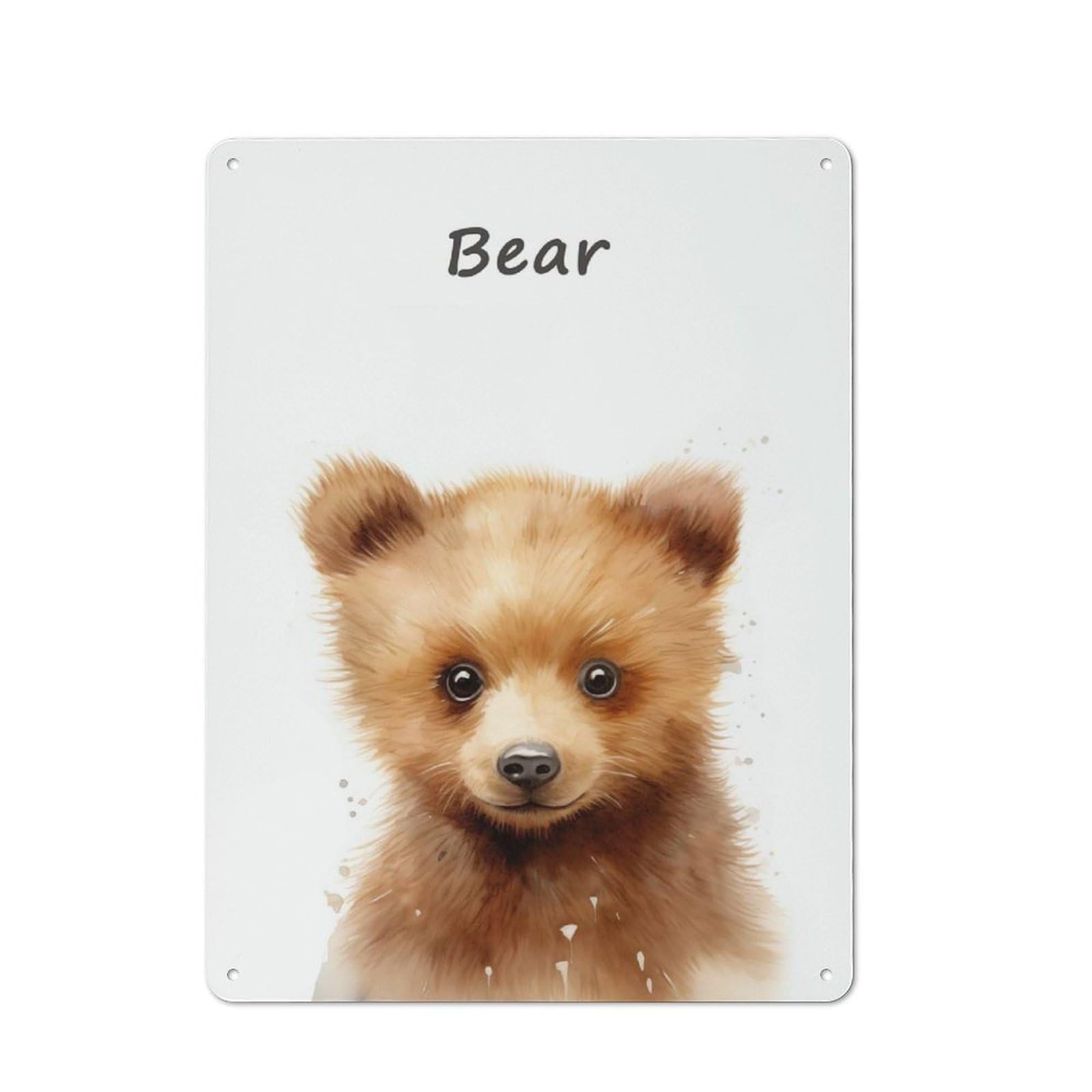 Junmoney Bear Baby Casual Metal Wall Decor 40X30cm, Tin Sign For Greenhouse, Garden Room, Cafe Or Entryway