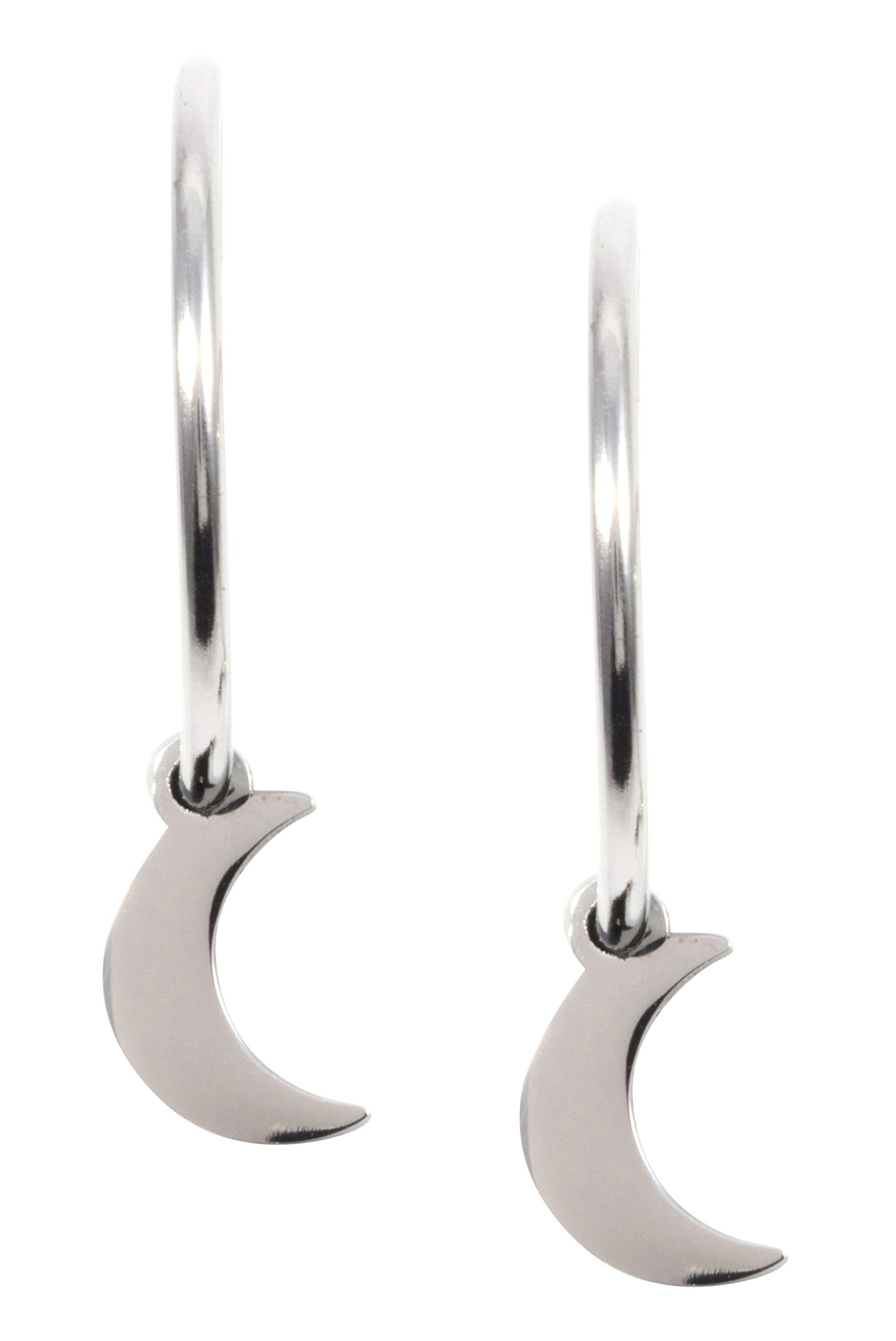 Happiness Boutique Orecchini a Cerchio Luna in Argento | Orecchini Mezza Luna Bijoux Acciaio Inossidabile : Happiness Boutique