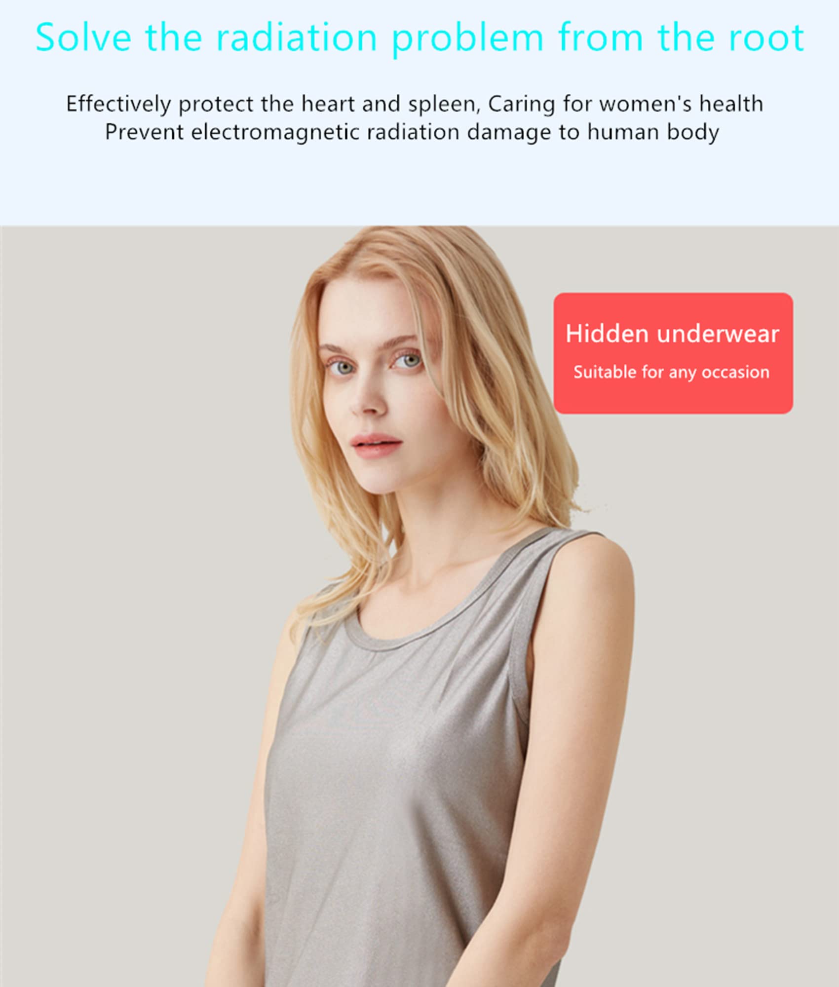 EMF 5G-Abschirmung, eng anliegende Weste für Damen, Unterwäsche-T-Shirt aus 100% Silberfaser, EIN Strahlenschutzanzug für EMF-Abschirmkleidung