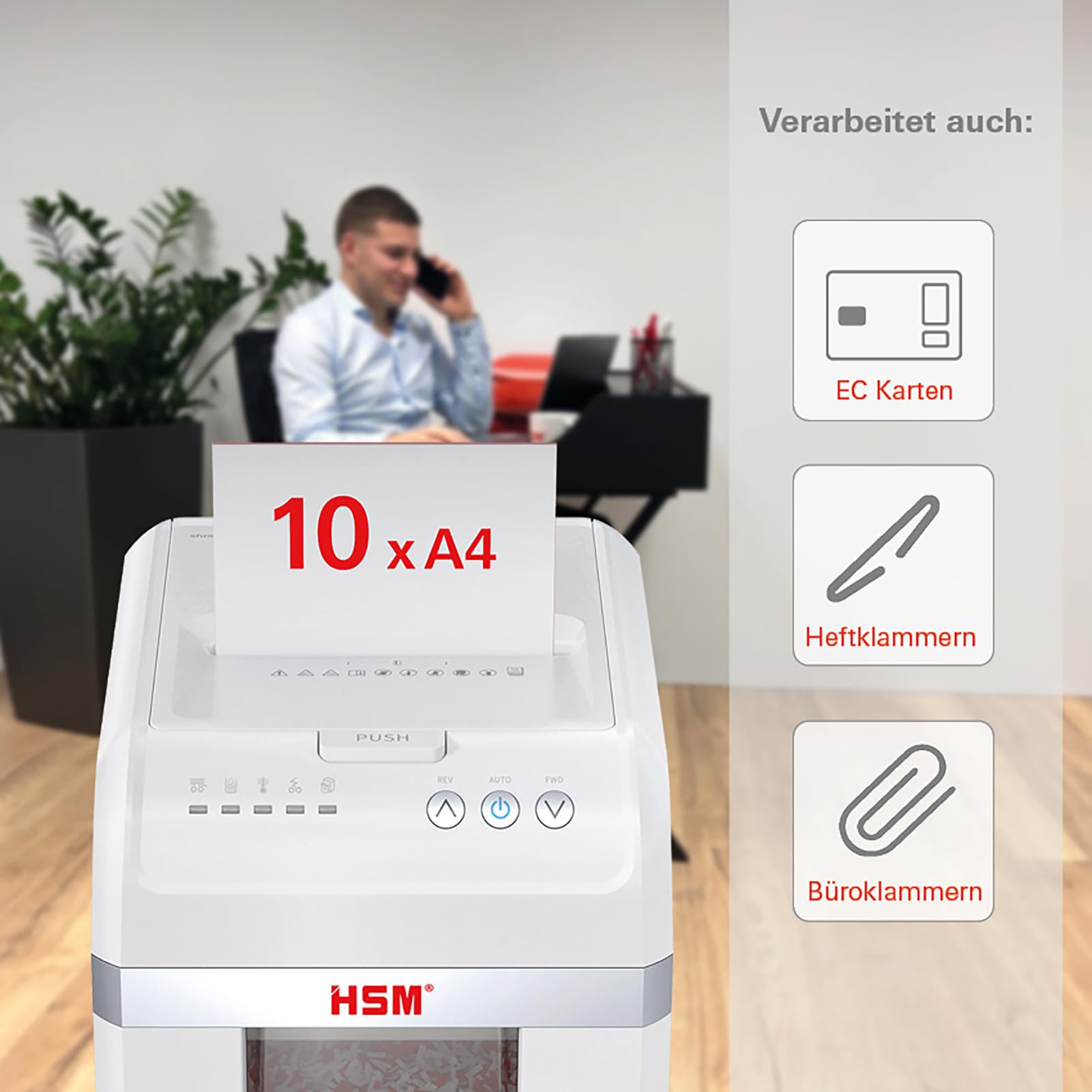 Niszczarka do dokumentów HSM shredstar Autofeed X200 | Poziom bezpieczeństwa P-4 I Niszczarka do papieru, kart kredytowych
