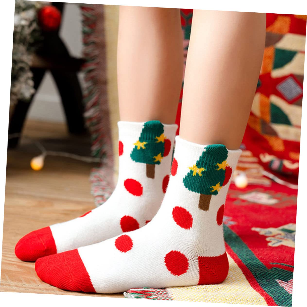 5paires Chaussettes de Noël Garçon Fille -Mollet Coton Doux et Respirant pour Hiver