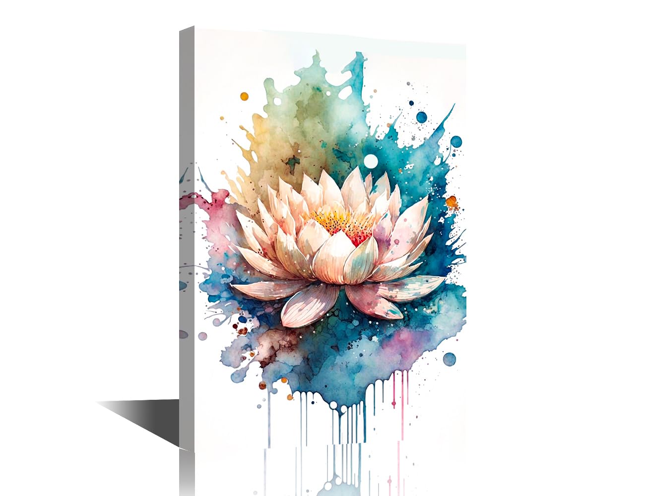 TISHIRON 1 Panels Lotus Modern Home Decor Abstract Pink Lotus Canvas Paintings for Bedroom, Living Room, Office. Pink Lotus Wall Decor Posters & Prints Stretched and Framed Ready to Hang (12" Wx18 H)