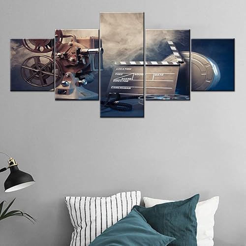 Miniatura 3 de 5 piezas de arte de pared en lienzo para dormitorio, escenario conceptual de cine con iluminación dramática, decoración del hogar, películas