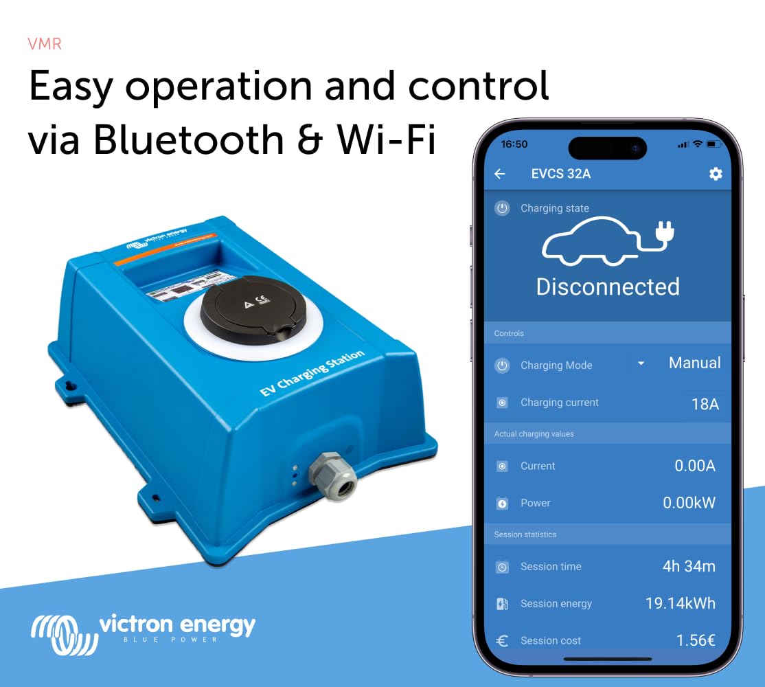 Victron Energy Stacja Ładowania 170-265 VAC 22 kW, Ładowarka Do Pojazdów Elektrycznych z obsługą Wi-Fi i Bluetooth