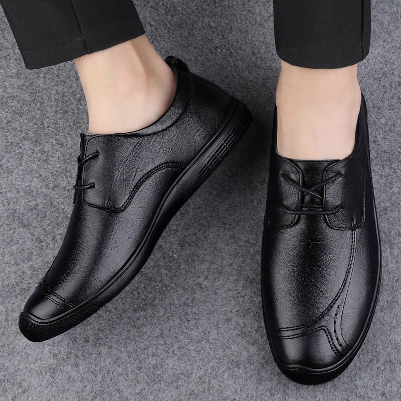 Men's Orthopedic Dress Shoes Men Slip On Pointed Toe Derbys Classic Formal Business Shoes Lace Up Casual Comfortable Walking Shoes for Men(Black,7)2