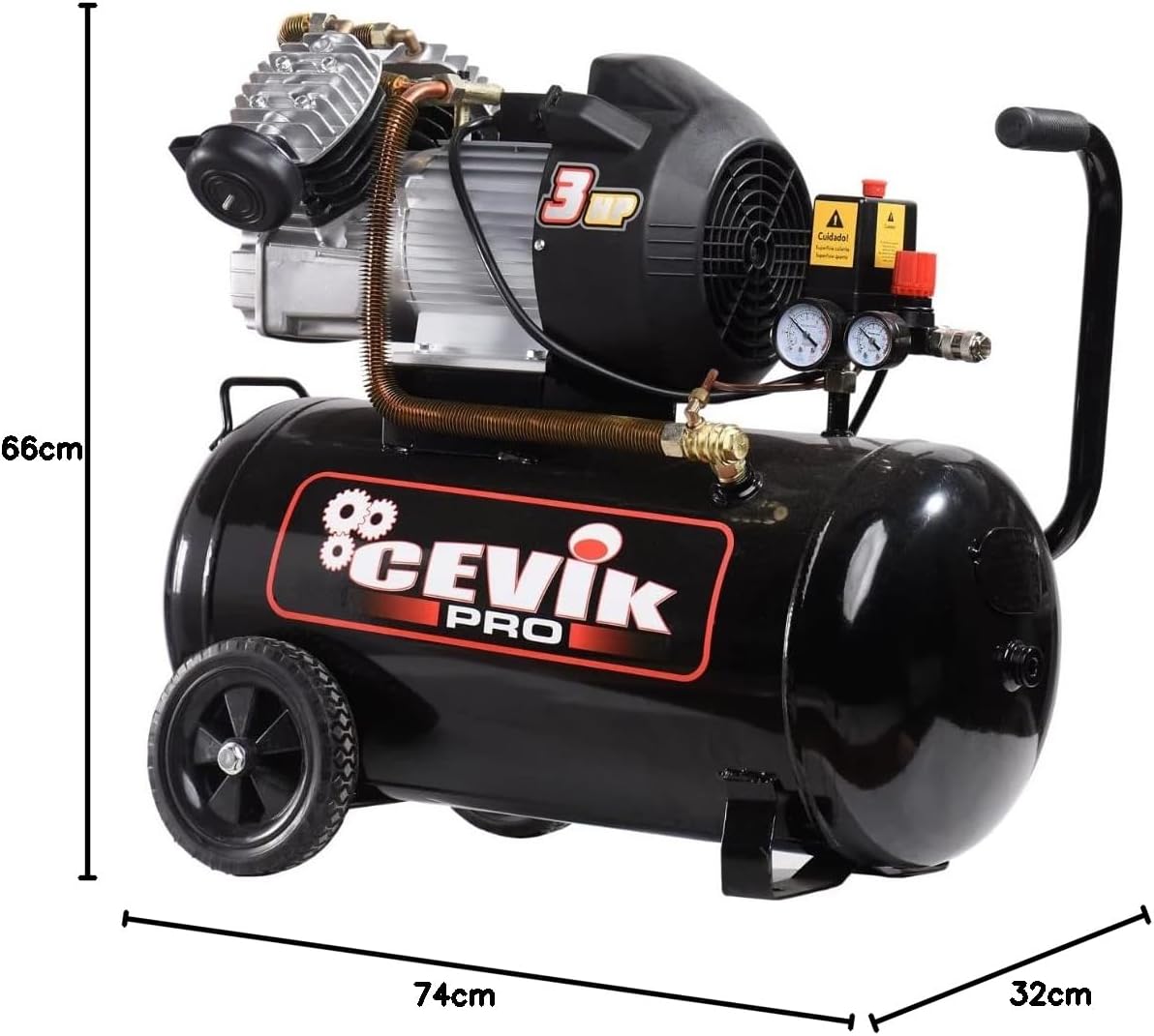 Cevik CA-PRO50VX Air Compressor with dimensions