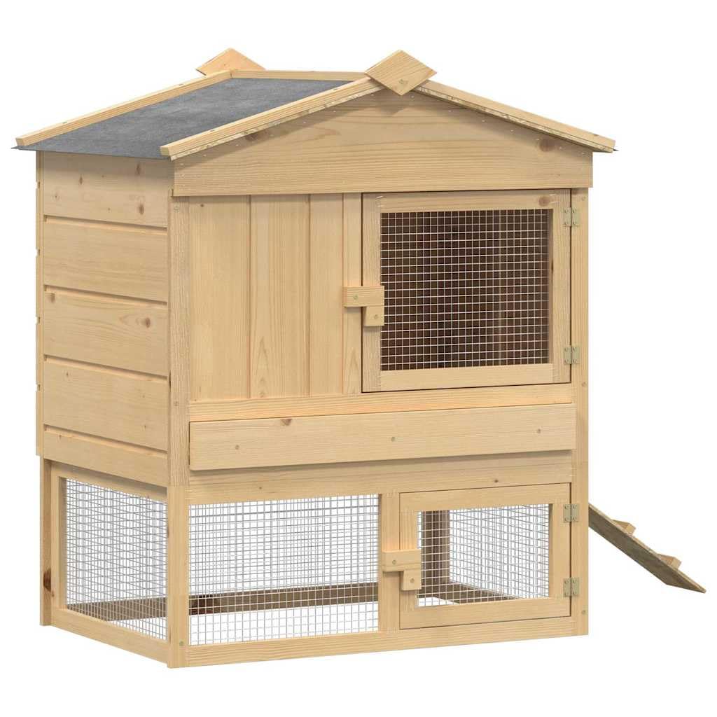 Gallinero Madera pino macizo Marrón 75 x 60 x 89 cm | Puerta con cerradura, techo a intemperies, fácil de limpiar, abrigo exterior duradero