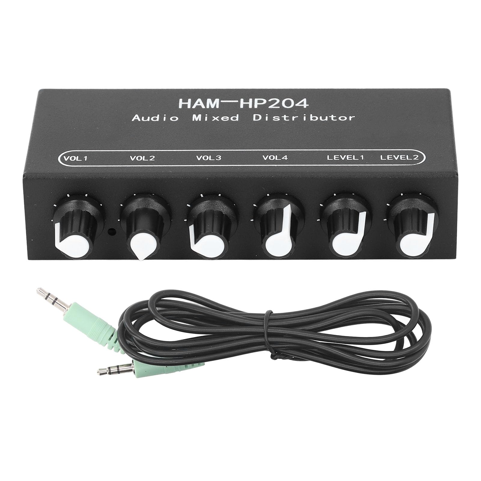 Distributore Mixer Stereo, Mixer Audio HiFi da 3,5 Mm a 6 Canali Amplificatore per Cuffie Switcher Splitter Mixer 2 Ingressi 4 Uscite Controller Audio per Cuffie Amplificatore