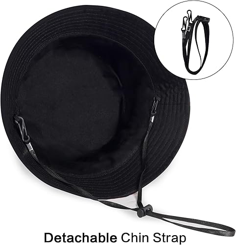 Miniatura 4 de HH HOFNEN Sombrero de pescador de doble cara para verano, playa, sombrero de sol para viajes, gorra de pescador con cuerdas para mujeres y hombres