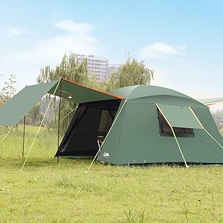 Carpa Grande de 3.6x3.6m, Carpa Familiar Impermeable a Prueba de Viento, Carpa de Camping portátil Carpa para 6/10 Personas para Picnic Senderismo y Viajes, Carpa Domo al Aire Libre (Color : Marrón)