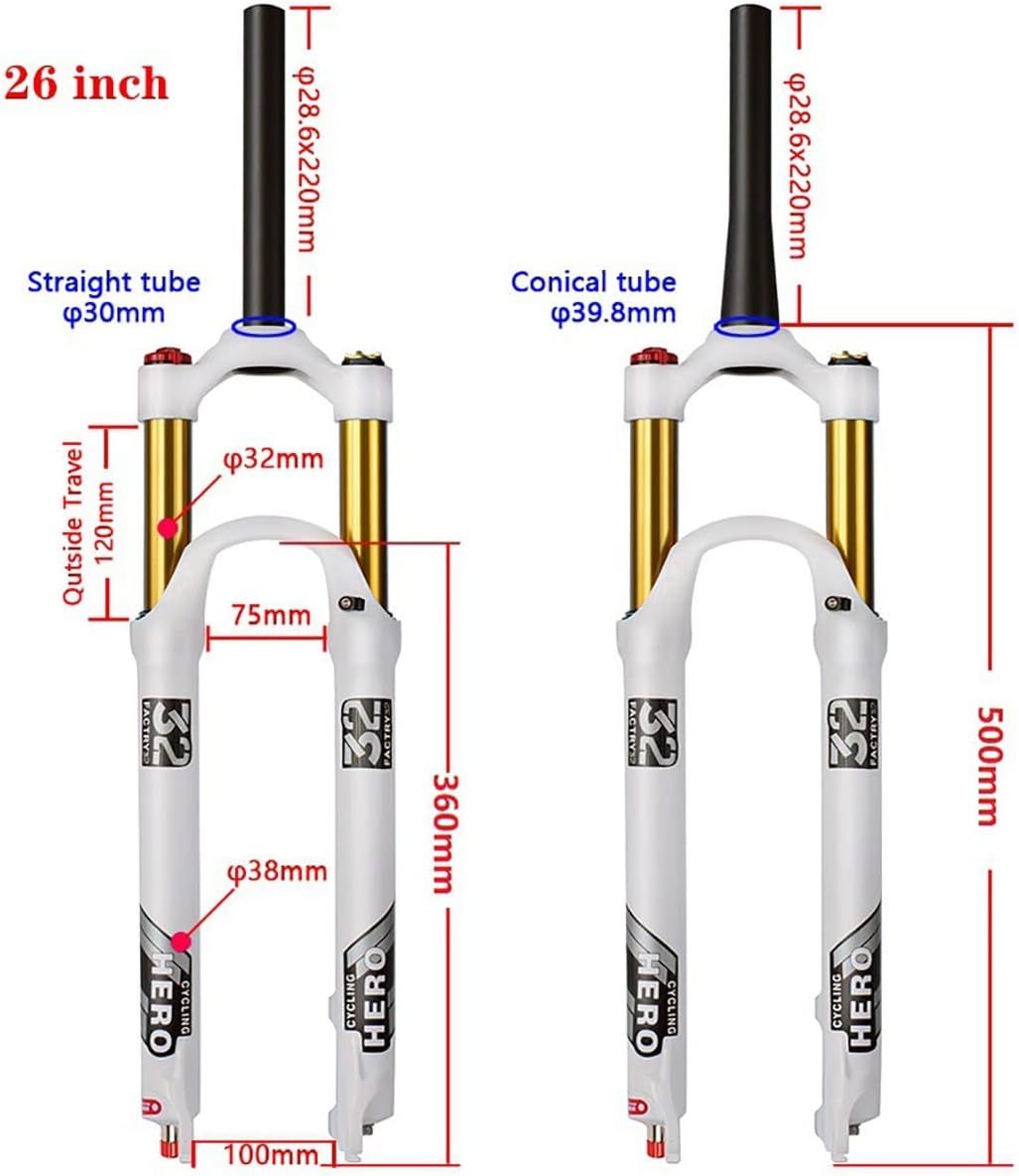 26 27.5 29インチ MTBフォーク リバウンド調整 クイックリリース 9x100mm エアサスペンションフォーク 100MM
