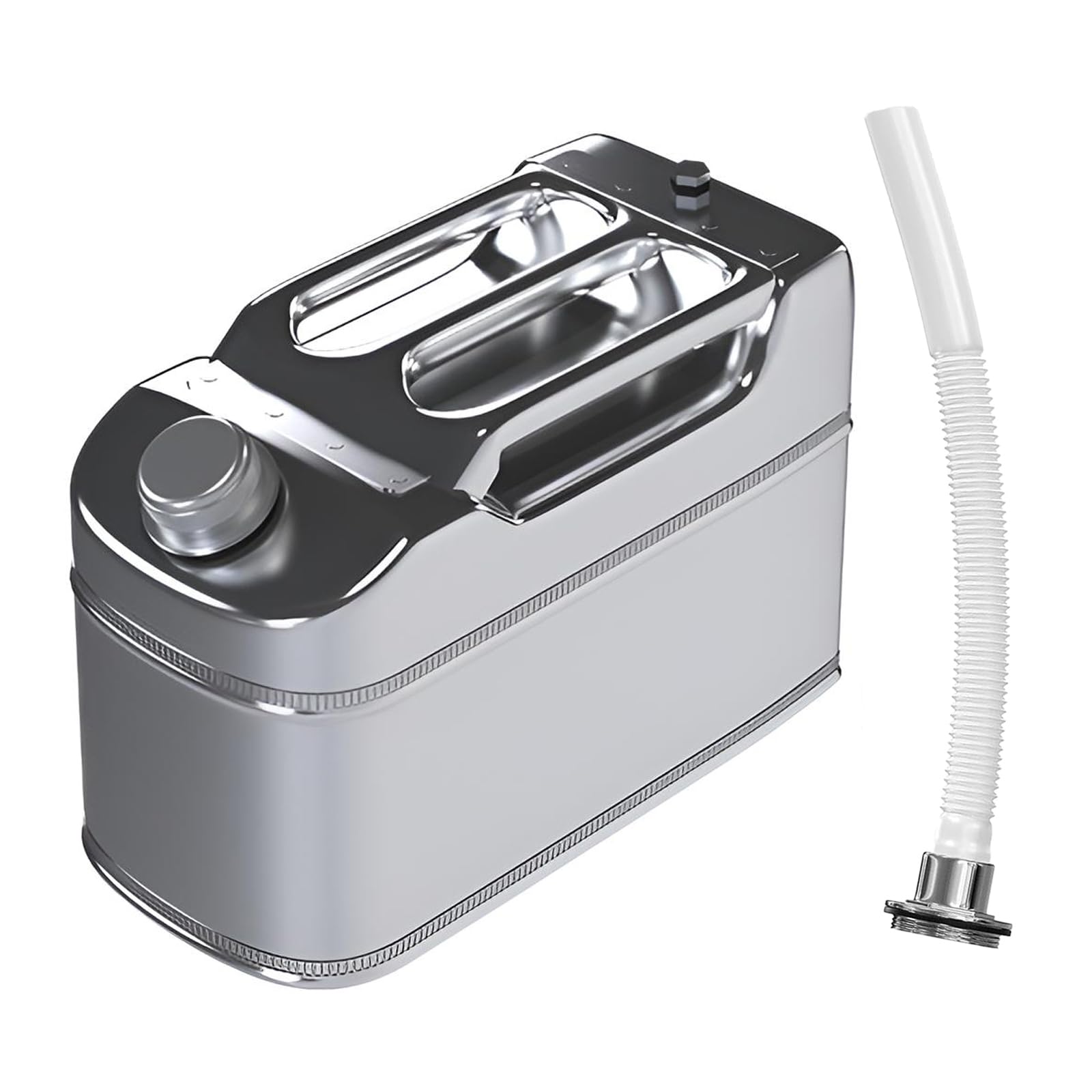 1.32 Gallon 304 Stainless Steel Water Container Storage Can，with Flexible Spout/Nozzle System Pressure Relief Valve Safety Configuration，Camping Emergency Storage,Home and Outdoor