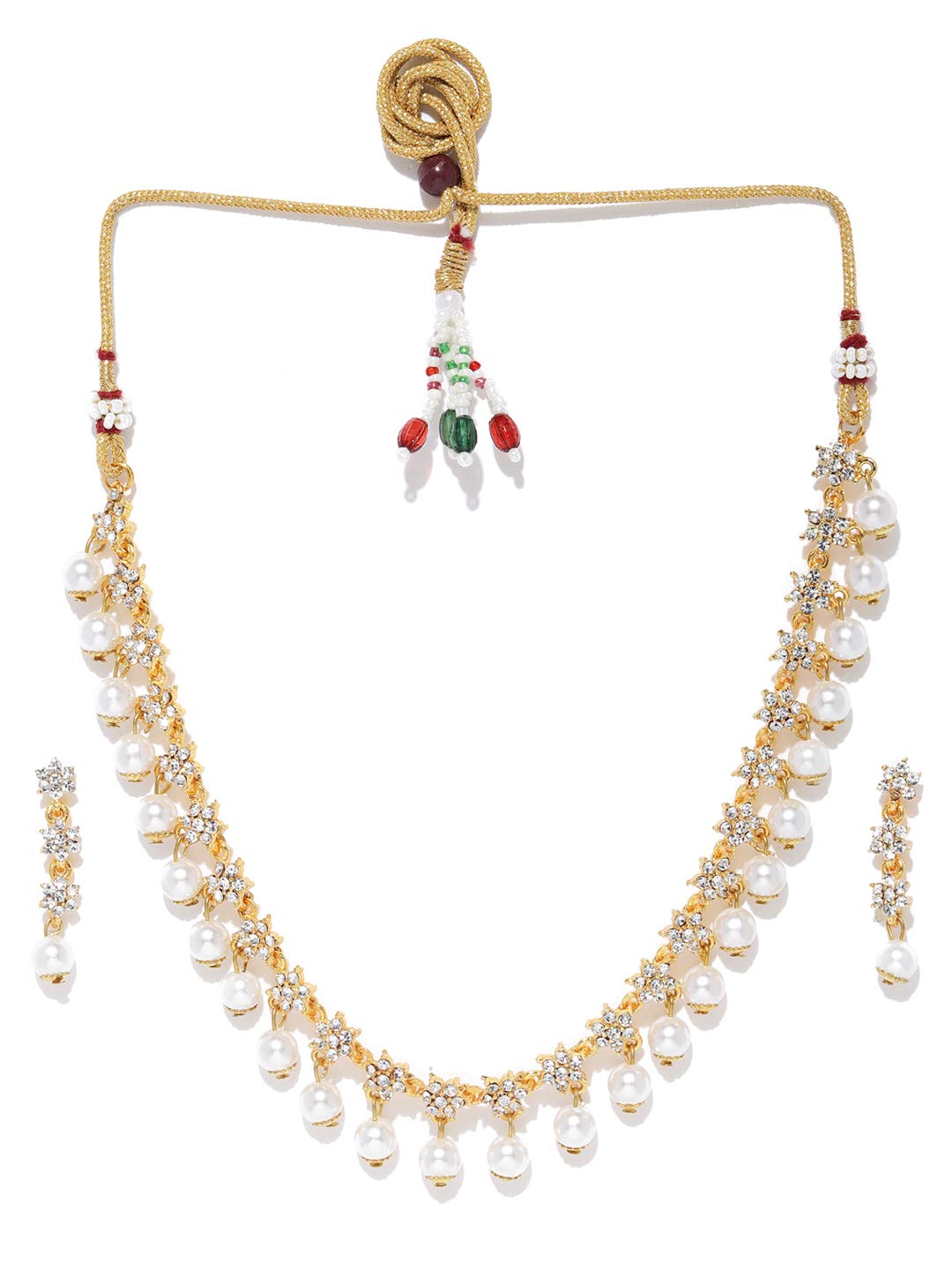 ZAVERI PEARLS Shimmering Austrian Diamonds & Pearls Choker Necklace Set For Women-ZPFK9067 (B07ZYYS8SF) Amazon Price History, Amazon Price Tracker
