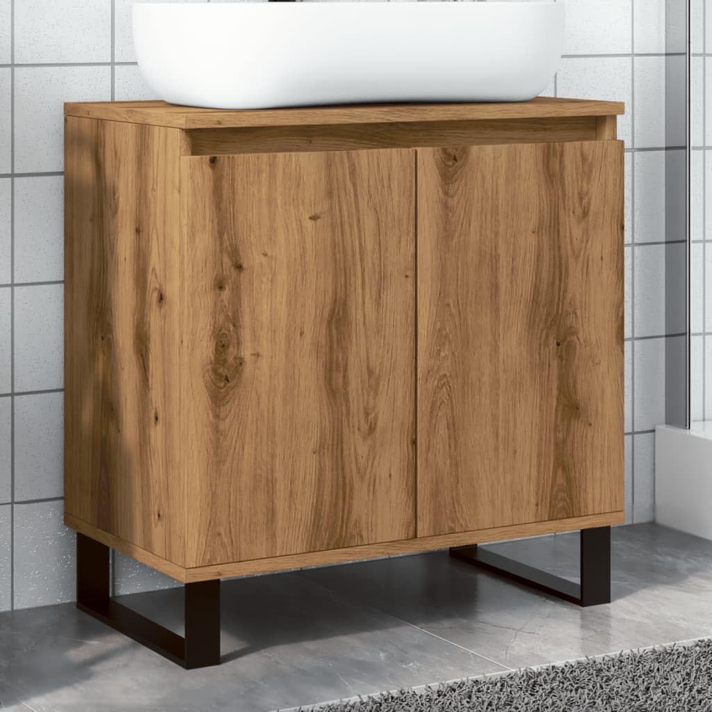 Armario de baño de 58 cm: soluciona el desorden con madera de ingeniería en roble