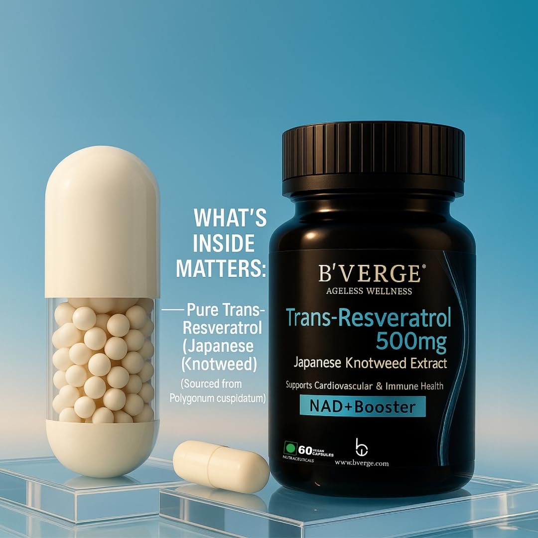 B’VERGE™ Pure Trans Resveratrol | 99.5% Purity | Boost metabolism, support heart health & reduce inflammation (500mg 60 capsules) 2