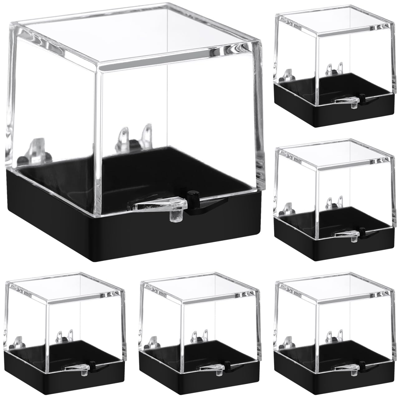 Holibanna 60 Pcs Mineral Standard Display Box Mini Baseball Plastic Storage Box with Lid Beads Crystal Mineral Specimens Rock Display Case Acrylic Square Display Block 2x2x2 With Cover Stone