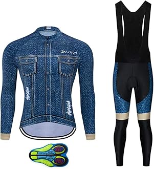 MOXILYN Men's Quick-Dry Cycling Jersey Set Road Bike Bicycle Shirt + Bib Pants with 9D Gel Padded MTB Riding Clothing kit