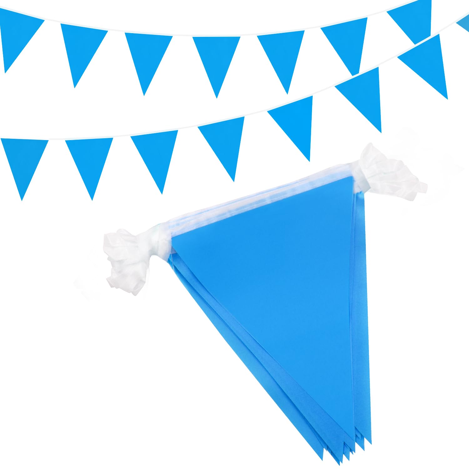 15M/49ft blue Bunting Banner, 42pcs Fabric Triangle Banners for Indoor Outdoor Birthday Baby Shower Wedding Garden Home Party Decorations