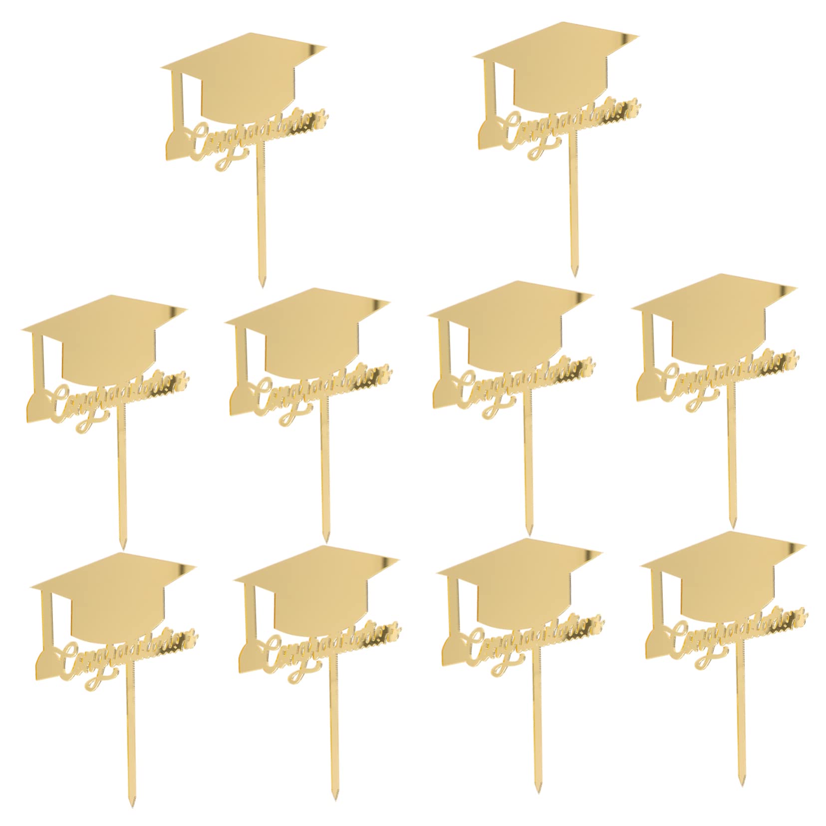 Amosfun 5 Sätze Abschlusstorte Dekorieren Goldene Tortendeko Goldene Kuchendeko Cupcake-picks Mit Abschlusskappe Hochzeitstorte Topper Graduierungskappe Cupcake-dekoration 10 Stück * 5