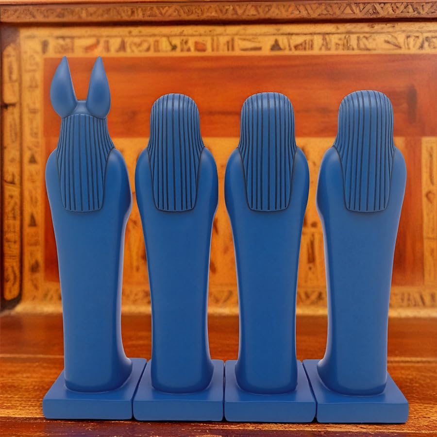 Juego de 4 estatuas de dioses egipcios en resina miniatura 4