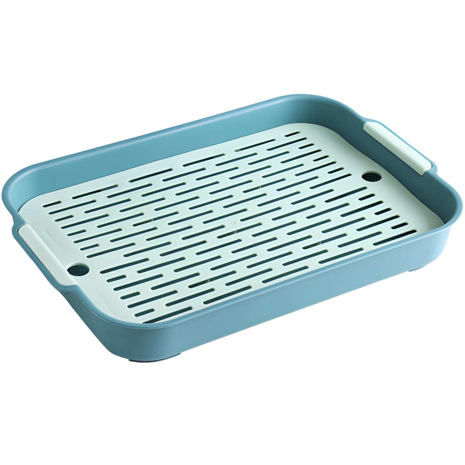 Kleintiertoilette mit Gitter, zweilagige Tier-Toilettenschale 36,6 x 24,4 x 5,1 cm, Trainingsschale mit herausnehmbarem Netz für Kaninchen, Meerschweinchen, Chinchillas, Hamster, Rennmäuse, grün