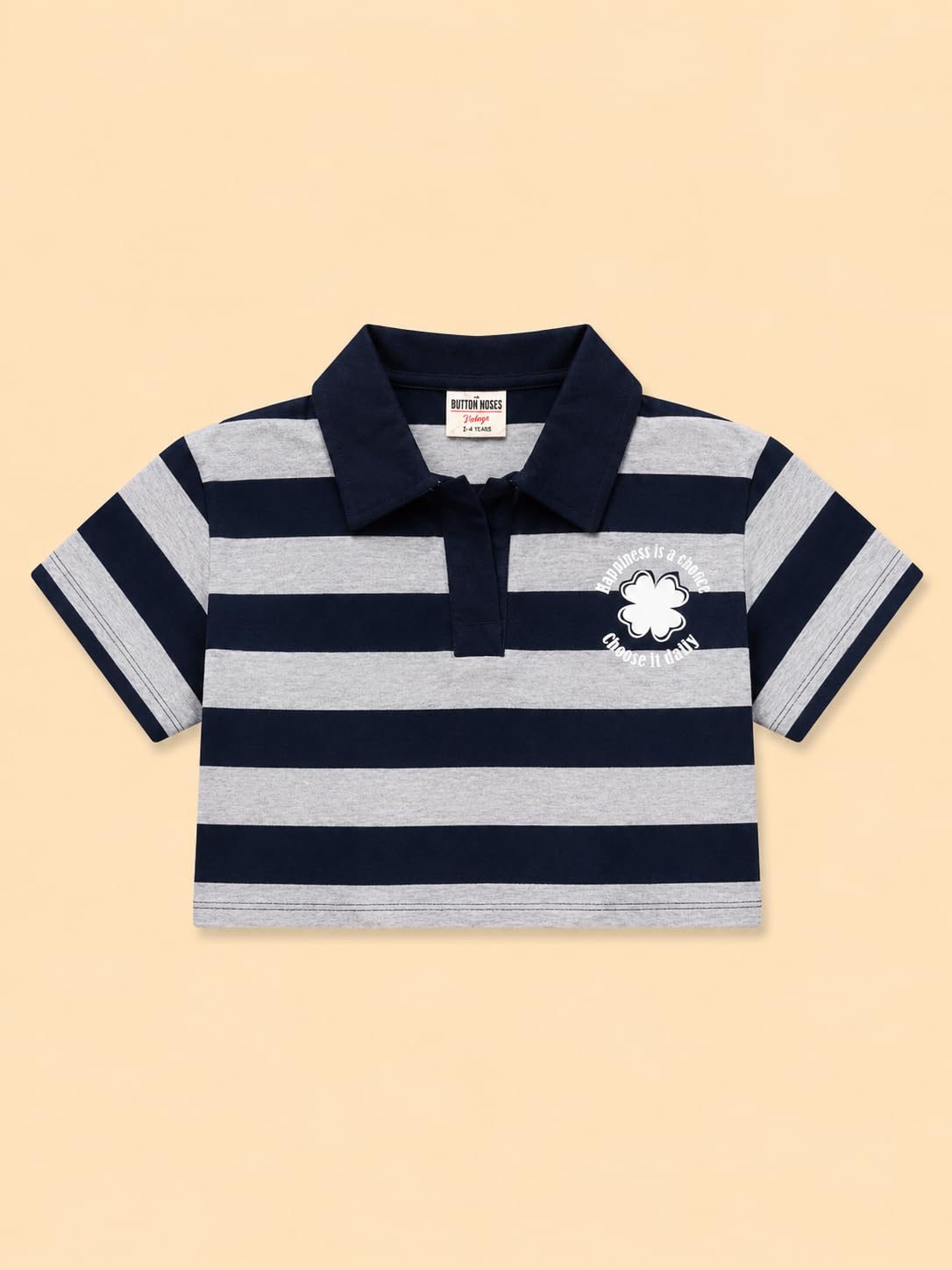 BLOOMUP Girls Navy and White Striped Soft Cotton Clothing Set 2 Years 1
